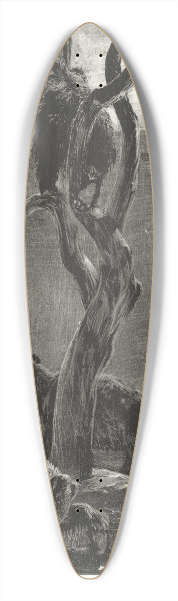 Adolph von Menzel - Essay on Stone with Brush and Scraper; The Bear Pit 39.3 inch art pintail longboard deck