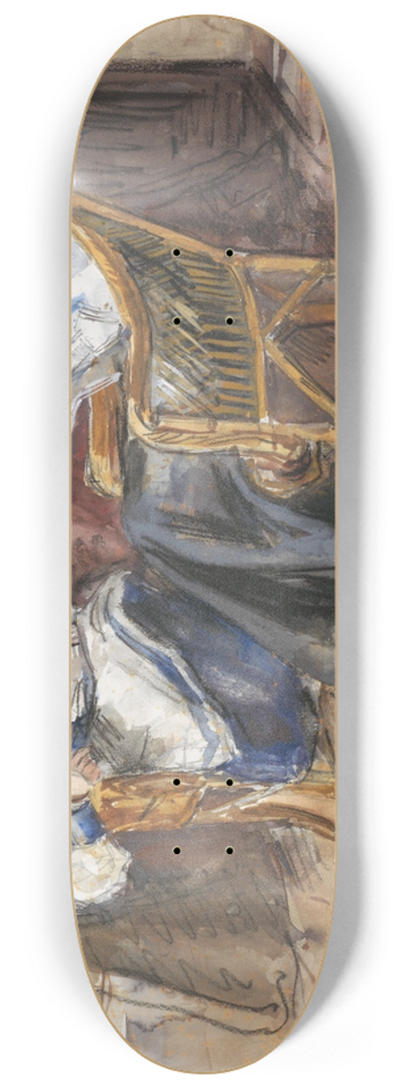 Barbara Elisabeth van Houten - Handwerkende dame en lezend meisje in rieten stoelen gezeten, in het huis aan de Riouwstraat 6, te Den Haag 8.25 inch art skate deck