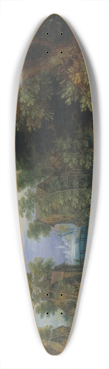 Adriaen van Stalbemt - River Landscape with Peasants 39.3 inch art pintail longboard deck