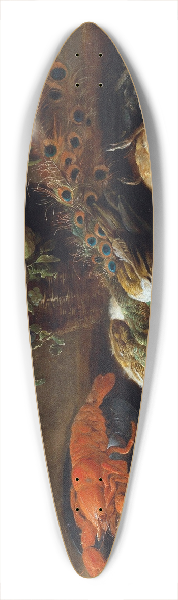 Adriaen van Utrecht - A Peacock, Fruit, Boiled Lobster And A Prey Of Birds 39.3 inch art pintail longboard deck