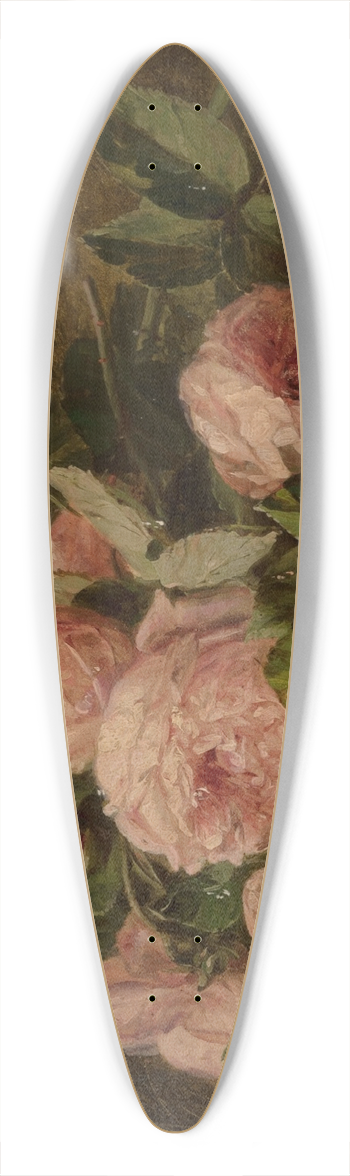 Adriana Johanna Haanen - Still life of roses on mossy ground 39.3 inch art pintail longboard deck