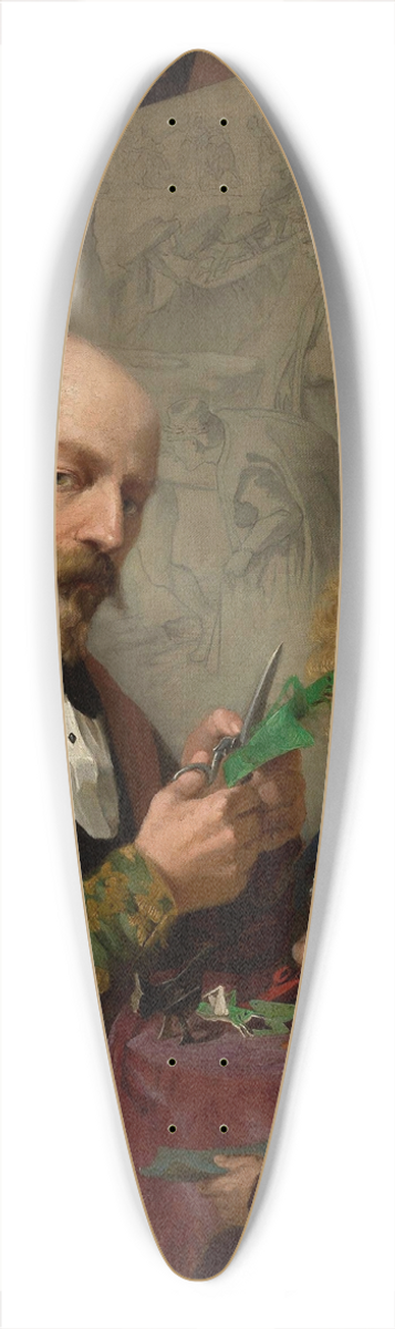 Adrian Gbocki - Artists self-portrait with children 39.3 inch art pintail longboard deck
