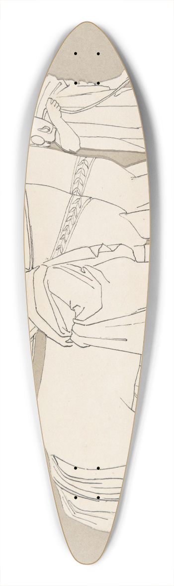 After John Flaxman - Design for large fireplace white tiles produced in Wedgwoods factory 39.3 inch art pintail longboard deck
