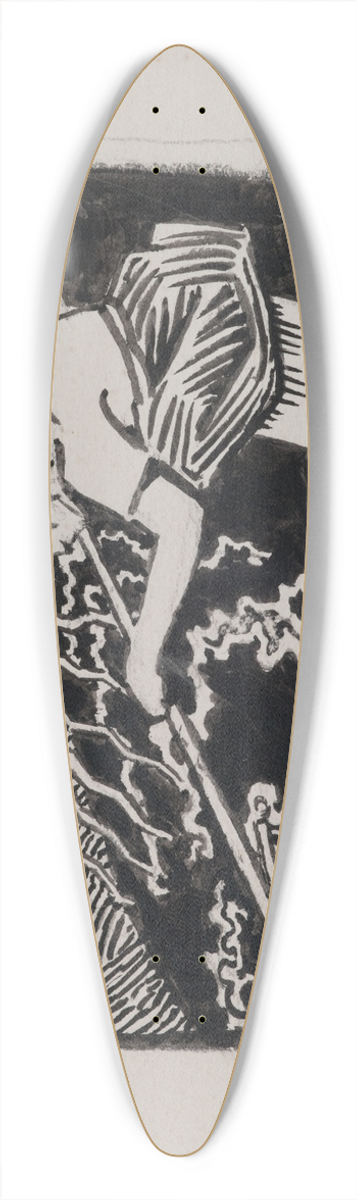 Akseli Gallen-Kallela - Koru-Kalevala, The Illustrated Kalevala, Lemminkinens Mother drags his son from Tuonela river 39.3 inch art pintail longboard deck