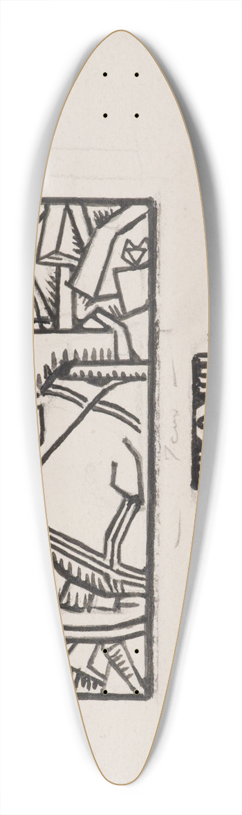 Akseli Gallen-Kallela - Koru-Kalevala, The Illustrated Kalevala; Poem XXX opening vignette, end vignette 39.3 inch art pintail longboard deck