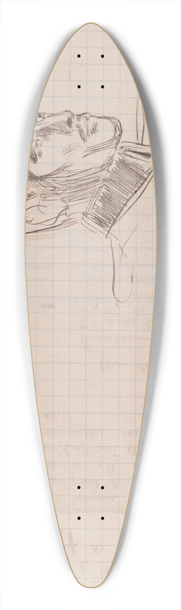 Akseli Gallen-Kallela - Sketch of Edvin Bertel Rosenbrijer, Adjutant for Marshal Carl Gustaf Emil Mannerheim 39.3 inch art pintail longboard deck