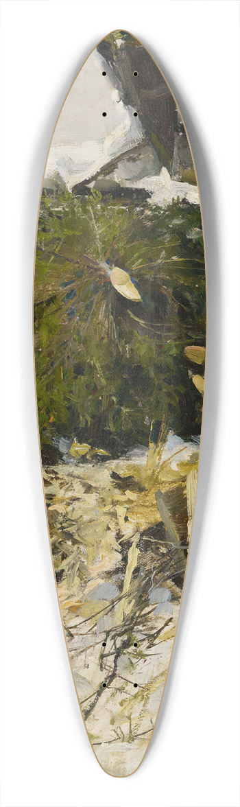 Akseli Gallen-Kallela - Spruces in a Farmyard 39.3 inch art pintail longboard deck
