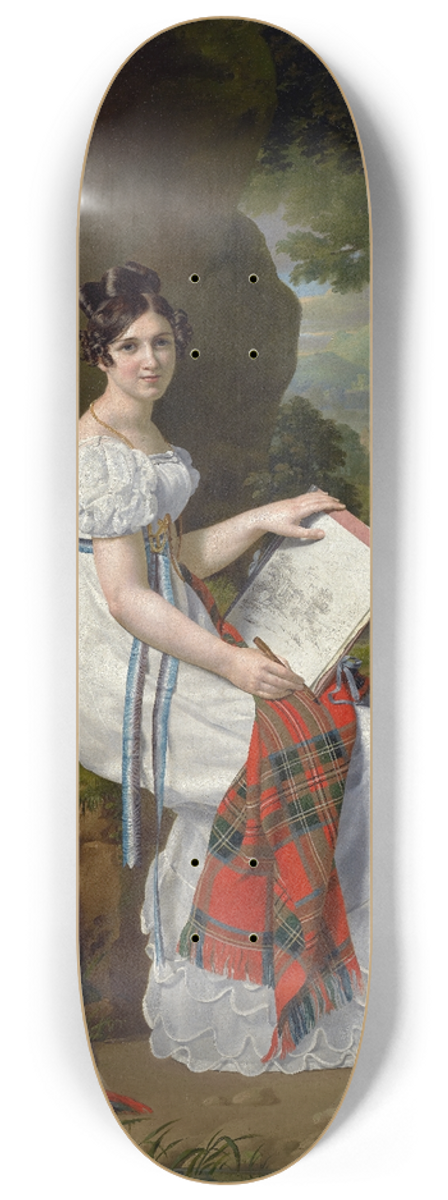 Barthlemy Vieillevoye - Woman Sketching In A Landscape 8.25 inch art skate deck