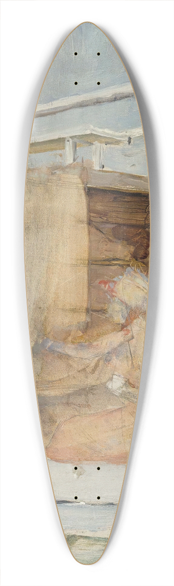 Albert Edelfelt - A woman in a boat at the pier 39.3 inch art pintail longboard deck