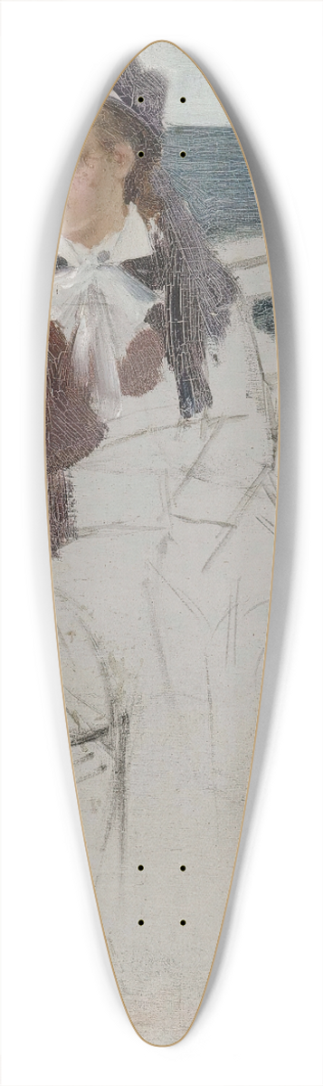 Albert Edelfelt - Laivan kaiteen ress istuva nainen, luonnos 39.3 inch art pintail longboard deck