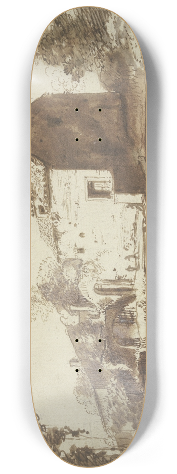 Bartholomeus Breenbergh - Group of houses in Tivoli 8.25 inch art skate deck