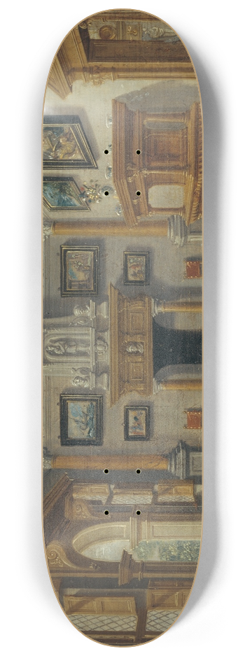 Bartholomeus van Bassen - Sumptuous Renaissance Interior with Tric-Trac Players 8.25 inch art skate deck