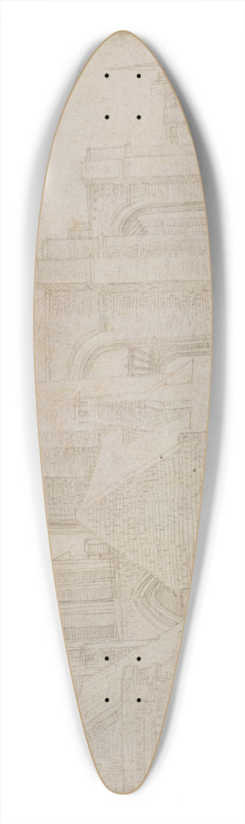 Albrecht Drer - The New Choir of St Gertrudis in Bergen op Zoom 39.3 inch art pintail longboard deck