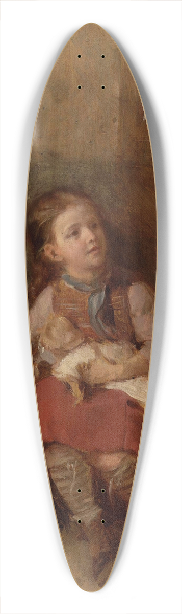 Aleksander Kotsis - Girl with a doll 39.3 inch art pintail longboard deck