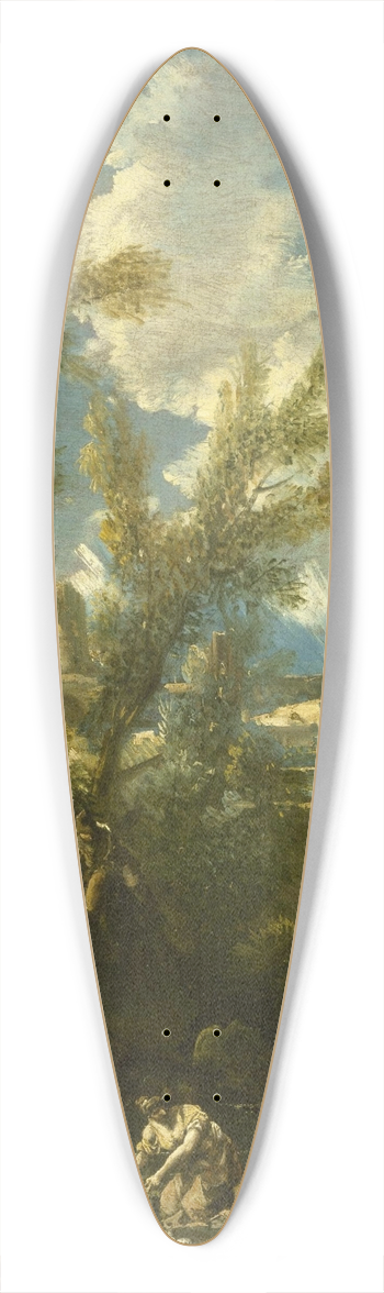 Alessandro Magnasco - Landscape with Washerwoman 39.3 inch art pintail longboard deck