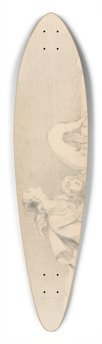 Alexander Hugo Bakker Korff - Scne uit een middeleeuws verhaal; bewening van een man door zijn beminde op het slagveld 39.3 inch art pintail longboard deck