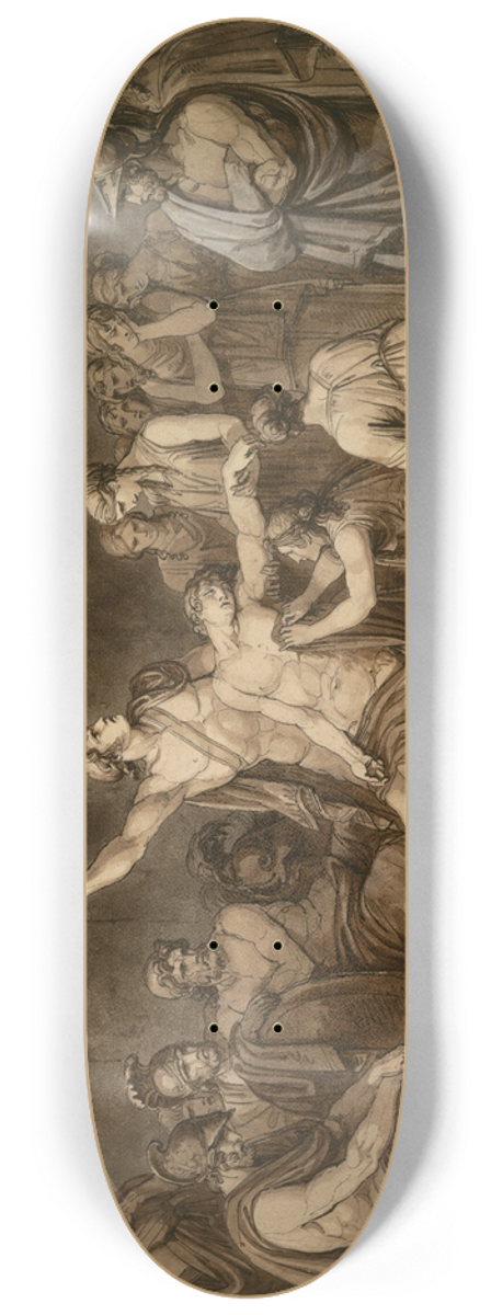 Bartolomeo Pinelli - Achilles Swears an Oath to Avenge the Dead Patroclus, Killed byHector 8.25 inch art skate deck