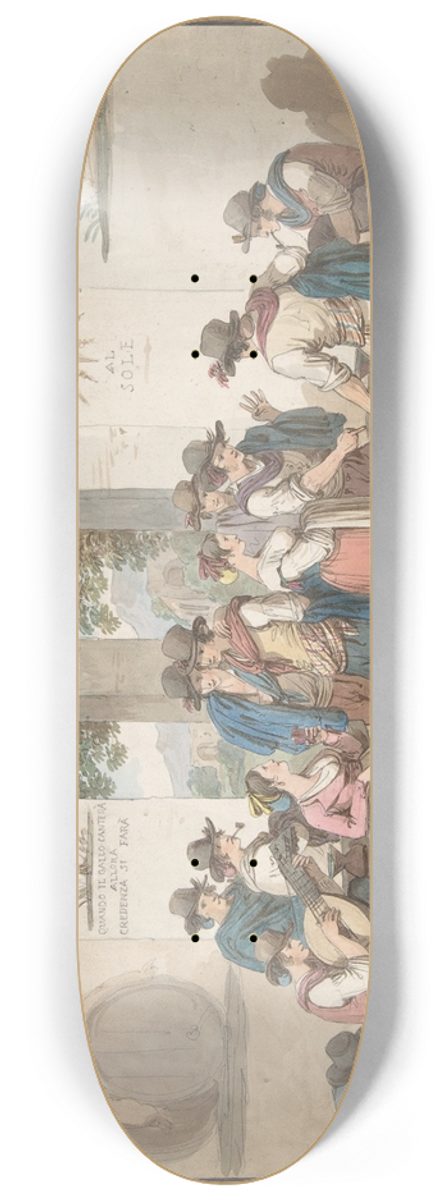 Bartolomeo Pinelli - Interior of a Roman Inn 8.25 inch art skate deck