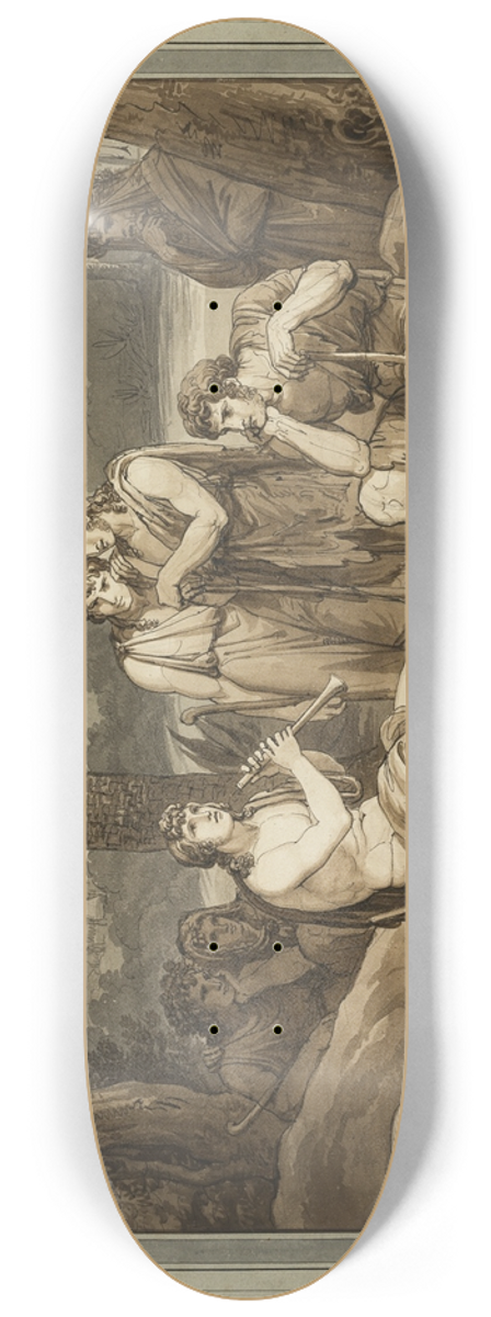 Bartolomeo Pinelli - Telemachus Plays and Sings to the Shepherds in Egypt, from The Adventures of Telemachus, Book 2 8.25 inch art skate deck