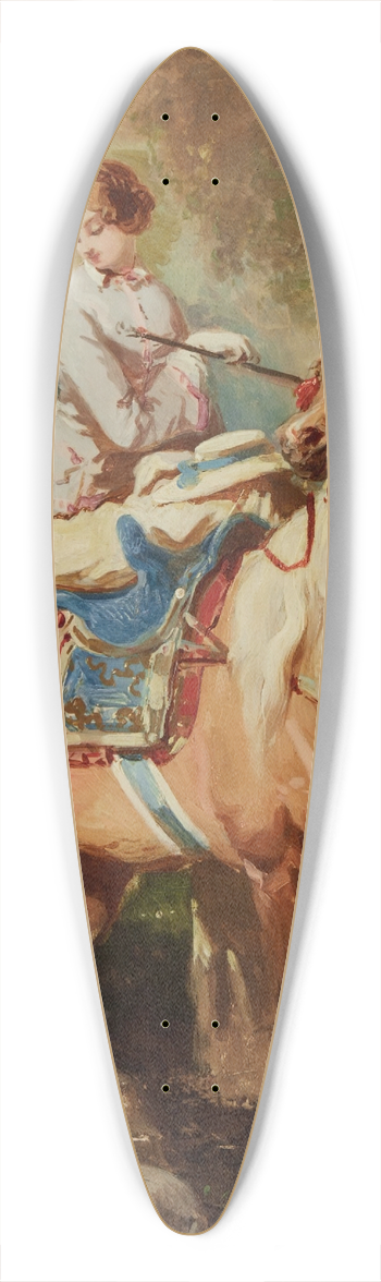 Alfred De Dreux - Amazone blonde regardant deux chiens et un cheval Alezan Clair 39.3 inch art pintail longboard deck