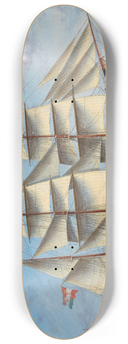 Basilio Ivankovic - The barque MARIA of Captain Emilio Persich sailing under all sails and the Austro-Hungarian merchant flag off the home coast 8.25 inch art skate deck