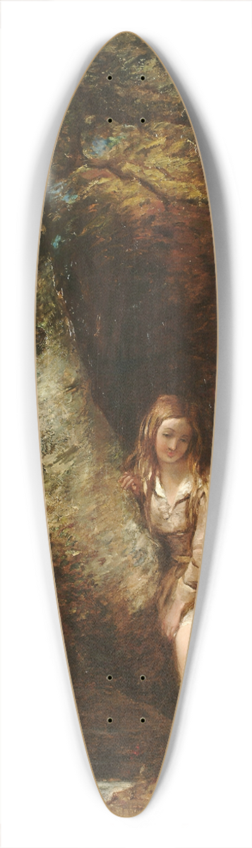 Alfred Joseph Woolmer - Girl Seated Before A Woodland Pool 39.3 inch art pintail longboard deck