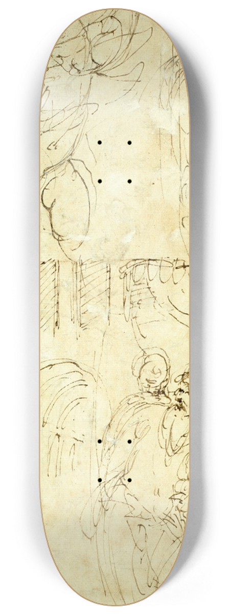 Battista Franco - Sketches of Figures 8.25 inch art skate deck