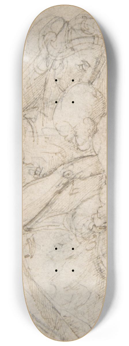 Battista Franco - Standing Virgin with Child, Two Heads at Upper Right 8.25 inch art skate deck