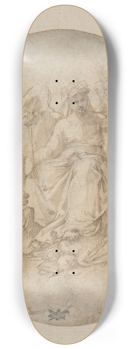 Battista Franco - Three Allegorical Figures in a Roundel 8.25 inch art skate deck
