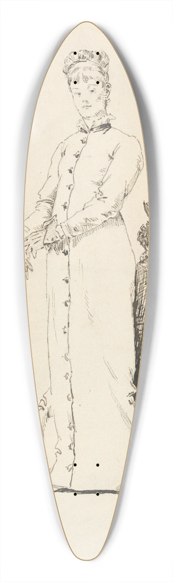Alfred Stevens - A Standing Young Lady Taking Off Her Gloves 39.3 inch art pintail longboard deck