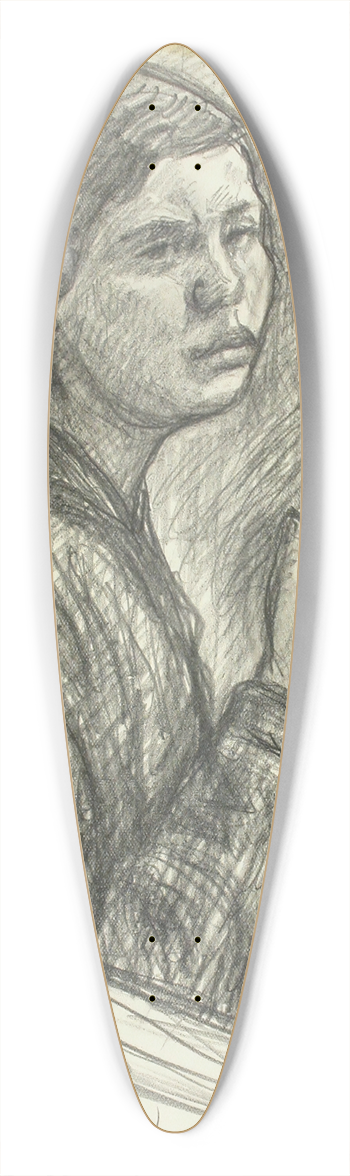 Alfred William Finch - Korituolissa istuva nainen 39.3 inch art pintail longboard deck