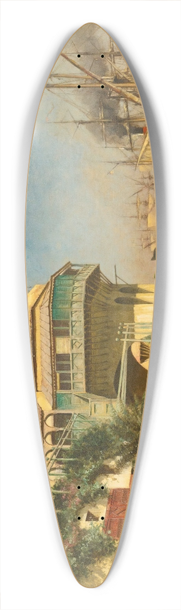 Alfred Wordsworth Thompson - The port of Algiers 39.3 inch art pintail longboard deck