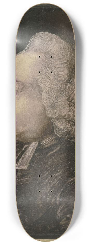 Benjamin Calau - Brustbild eines Geistlichen mit Percke im Profil nach links 8.25 inch art skate deck