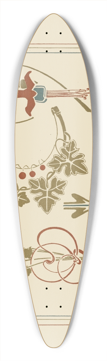 Alphonse Mucha - Abstract design based on flowers and leaves 39.3 inch art pintail longboard deck
