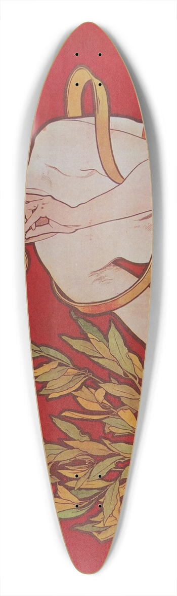 Alphonse Mucha - Cycles Waverley Paris. 39.3 inch art pintail longboard deck