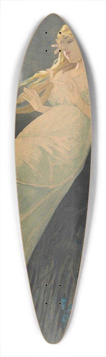 Alphonse Mucha - Elfe mit Irisblten 39.3 inch art pintail longboard deck