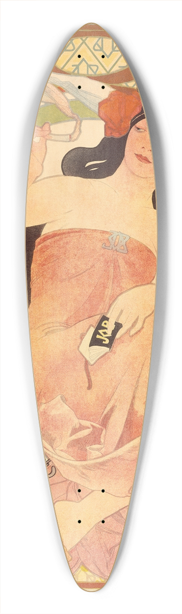 Alphonse Mucha - Job 39.3 inch art pintail longboard deck