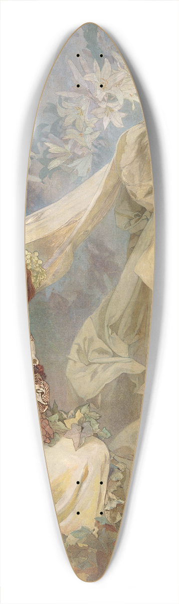 Alphonse Mucha - Madonna of the Lilies 39.3 inch art pintail longboard deck