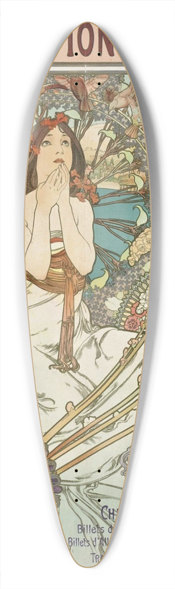 Alphonse Mucha - Monaco monte carlo 39.3 inch art pintail longboard deck