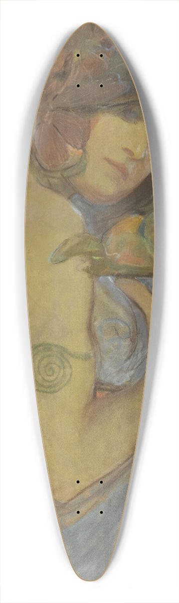 Alphonse Mucha - Study For a Poster; Fruit 39.3 inch art pintail longboard deck