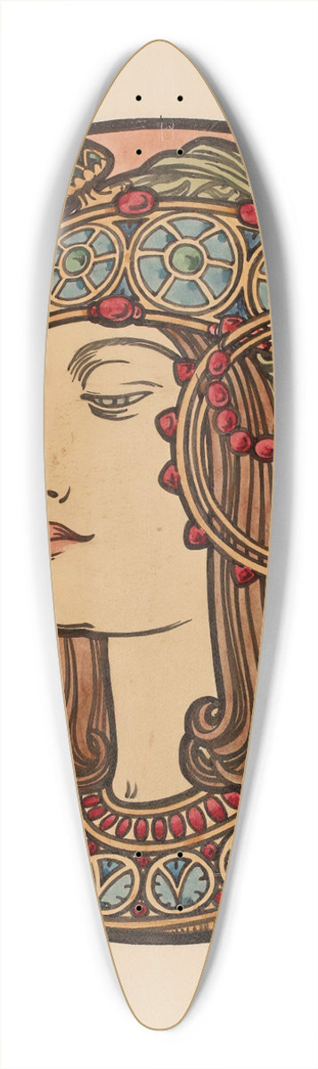 Alphonse Mucha - Vitrail pour la faade de la boutique Fouquet 39.3 inch art pintail longboard deck