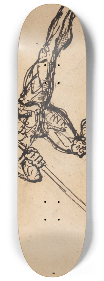 Benjamin Robert Haydon - Figure Studies of a Nude Male with Spear 8.25 inch art skate deck