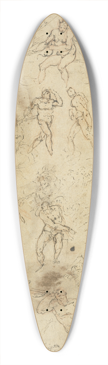Ambrogio Figino - Studies of Figures (verso) 39.3 inch art pintail longboard deck