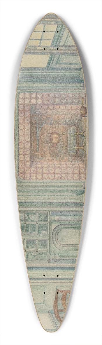 American 20th Century - Interior 39.3 inch art pintail longboard deck