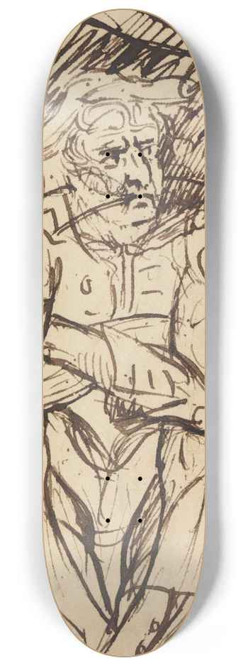 Benjamin Robert Haydon - Study of a Seated Man, Smoking a Pipe 8.25 inch art skate deck