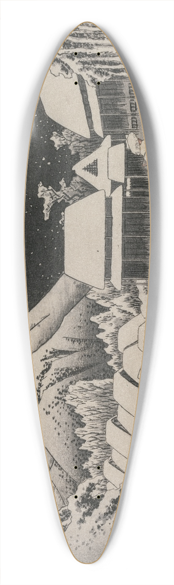 And Hiroshige - Evening Snow at Kambara (number sixteen of the series Fifty-three Stations of the Tokaido) 39.3 inch art pintail longboard deck