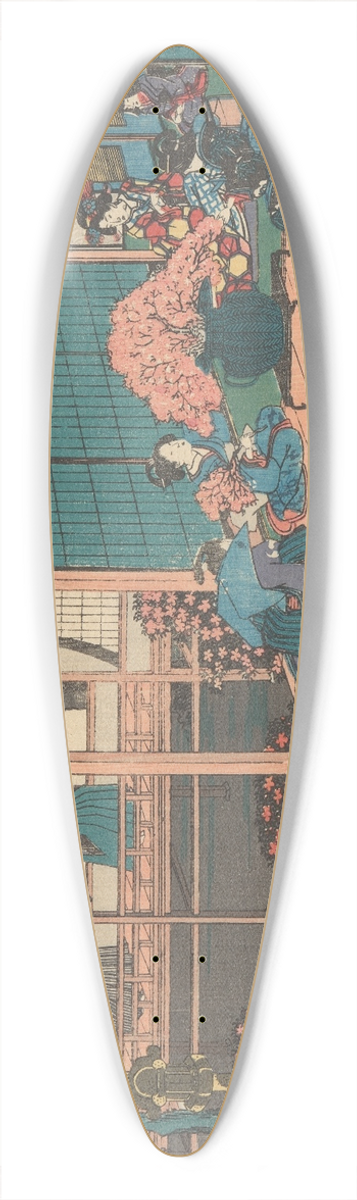 And Hiroshige - Two Ronin Looking into Yoshiwara 39.3 inch art pintail longboard deck