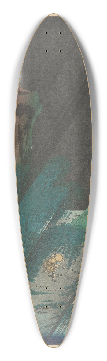 And Hiroshige - View in Rain 39.3 inch art pintail longboard deck