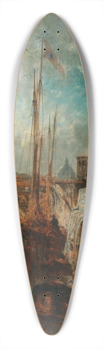 Andreas Achenbach - Venice, A Canal in the Moonlight, with Santa Maria della Salute in the Background 39.3 inch art pintail longboard deck