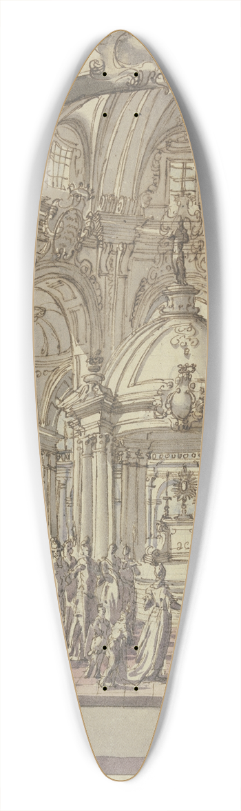 Andreas Altomonte - Church interior 39.3 inch art pintail longboard deck